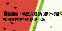 最新消息：高盛交易部门预计标普500指数本周将创新高 投资者会越发担心错过上涨