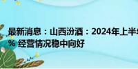 最新消息：山西汾酒：2024年上半年净利润同比增长24.27% 经营情况稳中向好