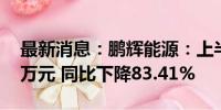 最新消息：鹏辉能源：上半年净利润4167.9万元 同比下降83.41%