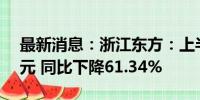 最新消息：浙江东方：上半年净利润1.28亿元 同比下降61.34%