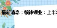 最新消息：赣锋锂业：上半年净亏损7.6亿元