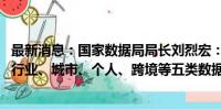 最新消息：国家数据局局长刘烈宏：以数据为牵引推动企业、行业、城市、个人、跨境等五类数据空间的建设