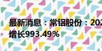 最新消息：常铝股份：2024年上半年净利润增长993.49%