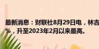 最新消息：财联社8月29日电，林吉特兑美元涨幅扩大至0.5%，升至2023年2月以来最高。