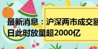 最新消息：沪深两市成交额突破7000亿 较上日此时放量超2000亿