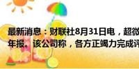 最新消息：财联社8月31日电，超微电脑申请推迟发布10-K年报。该公司称，各方正竭力完成评估。