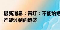 最新消息：苗圩：不能给短期出现的问题贴上产能过剩的标签