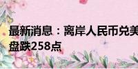 最新消息：离岸人民币兑美元较上周五纽约尾盘跌258点