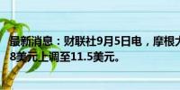 最新消息：财联社9月5日电，摩根大通小鹏汽车将目标价从8美元上调至11.5美元。