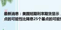 最新消息：美国短期利率期货显示，美联储9月降息50个基点的可能性比降息25个基点的可能性更大。