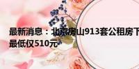 最新消息：北京房山913套公租房下周一起申请登记，租金最低仅510元