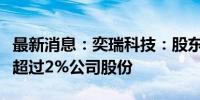 最新消息：奕瑞科技：股东海南合毅拟减持不超过2%公司股份