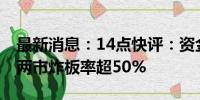 最新消息：14点快评：资金继续抱团高位股 两市炸板率超50%