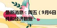 最新消息：周五（9月6日）重点关注财经事件和经济数据