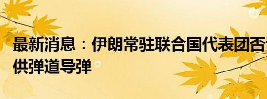 最新消息：伊朗常驻联合国代表团否认向俄提供弹道导弹