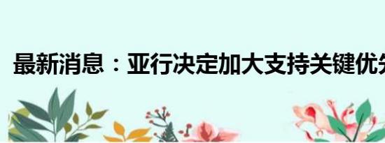 最新消息：亚行决定加大支持关键优先领域