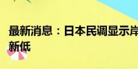 最新消息：日本民调显示岸田内阁支持率降至新低