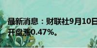 最新消息：财联社9月10日电，日经225指数开盘涨0.47%。