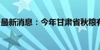 最新消息：今年甘肃省秋粮有望再度实现丰收